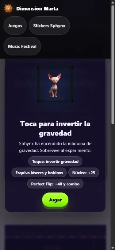 Pantalla del juego Sphynx Gravity Lab