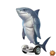 Original animierter Hai Sticker auf dem Roller für WhatsApp, erstellt von Dimensión Marta