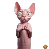 Sticker animado original de Sphynx con el corazón roto para WhatsApp, creado por Dimensión Marta