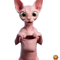 Sticker animado original de Sphynx sin dinero para WhatsApp, creado por Dimensión Marta