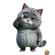 Original animated Grey sticker showing feeling lazy for WhatsApp, created by Dimension Marta