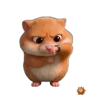 Original animated Hamster sticker showing running late for WhatsApp, created by Dimension Marta