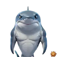 Original animierter Hai Sticker OK zeigend für WhatsApp, erstellt von Dimensión Marta