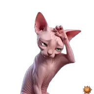 Sticker animado original de Sphynx con cara de palmo para WhatsApp, creado por Dimensión Marta