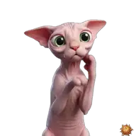 Sticker animado original de Sphynx suplicando para WhatsApp, creado por Dimensión Marta