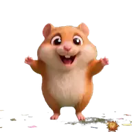 Original animated Hamster sticker showing celebrating a win for WhatsApp, created by Dimension Marta