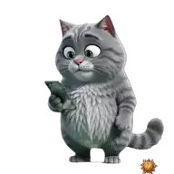 Original animated Grey sticker showing on the phone for WhatsApp, created by Dimension Marta