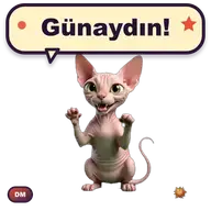 Günaydın diyen animasyonlu Sphynx sticker
