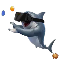 Original animierter Hai Sticker mit Virtual Reality für WhatsApp, erstellt von Dimensión Marta