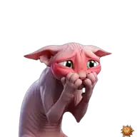 Sticker animado original de Sphynx avergonzado para WhatsApp, creado por Dimensión Marta