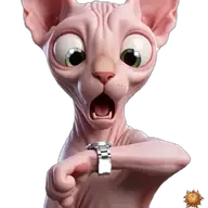 Sticker animado original de Sphynx llegando tarde para WhatsApp, creado por Dimensión Marta