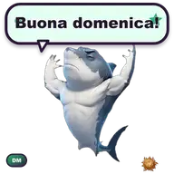 Sticker animato dello Squalo Biscuit che dice Buona domenica
