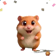 Original animated Hamster sticker showing partying for WhatsApp, created by Dimension Marta