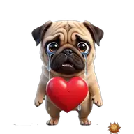 Mops: mit gebrochenem Herzen WhatsApp-Sticker Original animierter Mops Sticker mit gebrochenem Herzen für WhatsApp, erstellt von Dimensión Marta