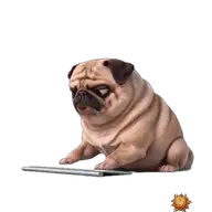 Mops: arbeitend WhatsApp-Sticker Original animierter Mops Sticker arbeitend für WhatsApp, erstellt von Dimensión Marta