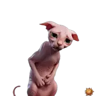 Sticker animado original de Sphynx con hambre para WhatsApp, creado por Dimensión Marta
