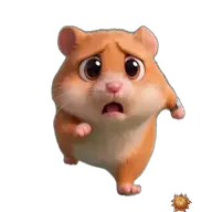 Original animated Hamster sticker showing in a big hurry for WhatsApp, created by Dimension Marta