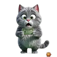 Original animated Grey sticker showing winning the lottery for WhatsApp, created by Dimension Marta