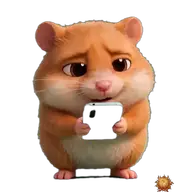 Original animated Hamster sticker showing waiting for a reply for WhatsApp, created by Dimension Marta