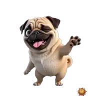 Mops: Tschüss sagend WhatsApp-Sticker Original animierter Mops Sticker Tschüss sagend für WhatsApp, erstellt von Dimensión Marta