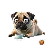 Mops: Kaffee trinkend WhatsApp-Sticker Original animierter Mops Sticker Kaffee trinkend für WhatsApp, erstellt von Dimensión Marta