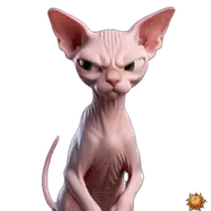 Sticker animado original de Sphynx impaciente para WhatsApp, creado por Dimensión Marta