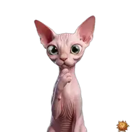 Sticker animado original de Sphynx pensando para WhatsApp, creado por Dimensión Marta