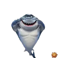 Original animierter Hai Sticker feiernd für WhatsApp, erstellt von Dimensión Marta