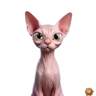 Sticker animado original de Sphynx mandando un beso para WhatsApp, creado por Dimensión Marta