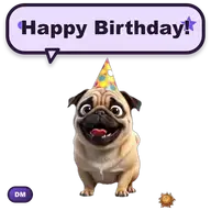 Animated Pug Happy Birthday sticker