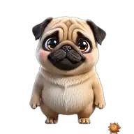 Mops: Ich liebe dich sagend WhatsApp-Sticker Original animierter Mops Sticker Ich liebe dich sagend für WhatsApp, erstellt von Dimensión Marta