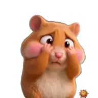 Original animated Hamster sticker showing embarrassed for WhatsApp, created by Dimension Marta