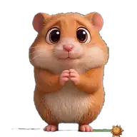 Original animated Hamster sticker showing begging for WhatsApp, created by Dimension Marta