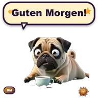 Animierter Pug Sticker Guten Morgen