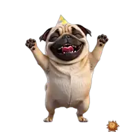 Mops: feiernd WhatsApp-Sticker Original animierter Mops Sticker feiernd für WhatsApp, erstellt von Dimensión Marta