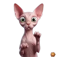 Sticker animado original de Sphynx calculando para WhatsApp, creado por Dimensión Marta