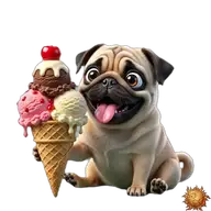 Mops: mit Eis WhatsApp-Sticker Original animierter Mops Sticker mit Eis für WhatsApp, erstellt von Dimensión Marta