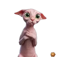 Sticker animado original de Sphynx pidiendo perdón para WhatsApp, creado por Dimensión Marta