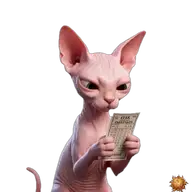 Sticker animado original de Sphynx con la lotería para WhatsApp, creado por Dimensión Marta