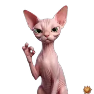 Sticker animado original de Sphynx haciendo OK para WhatsApp, creado por Dimensión Marta