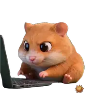 Original animated Hamster sticker showing working for WhatsApp, created by Dimension Marta