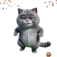 Original animated Grey sticker showing partying for WhatsApp, created by Dimension Marta