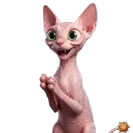 Sticker animado original de Sphynx aplaudiendo para WhatsApp, creado por Dimensión Marta