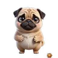 Mops: Danke sagend WhatsApp-Sticker Original animierter Mops Sticker Danke sagend für WhatsApp, erstellt von Dimensión Marta