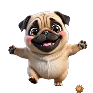Mops: umarmend WhatsApp-Sticker Original animierter Mops Sticker umarmend für WhatsApp, erstellt von Dimensión Marta