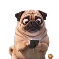 Mops: aufs Handy schauend WhatsApp-Sticker Original animierter Mops Sticker aufs Handy schauend für WhatsApp, erstellt von Dimensión Marta