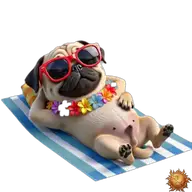 Mops: im Urlaub WhatsApp-Sticker Original animierter Mops Sticker im Urlaub für WhatsApp, erstellt von Dimensión Marta