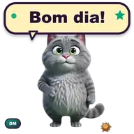 Figurinha animada Grey dizendo Bom dia