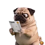 Mops: mit dem Lottogewinn WhatsApp-Sticker Original animierter Mops Sticker mit dem Lottogewinn für WhatsApp, erstellt von Dimensión Marta