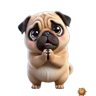 Mops: flehend WhatsApp-Sticker Original animierter Mops Sticker flehend für WhatsApp, erstellt von Dimensión Marta